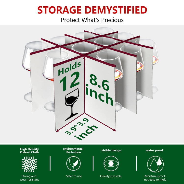 Christmas Stemware Storage Cases with Dividers (2 Count)