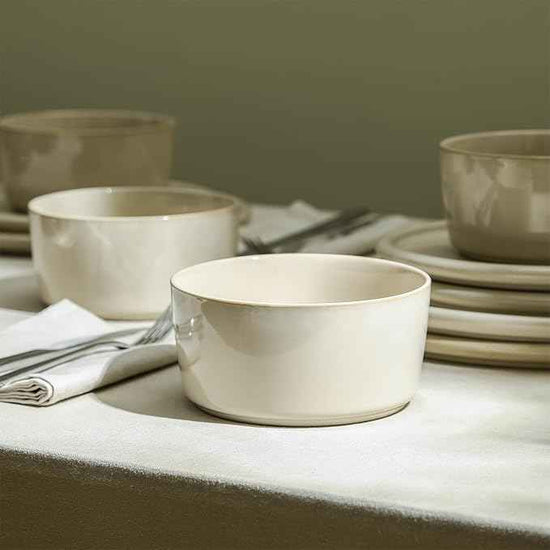 Stone Lain Eden 24-Piece Dinnerware Set Stoneware, Plates and Bowls Set, Dishwasher and Microwave Safe Dish, Dish Set for 8, Beige