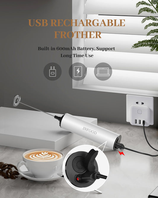 Rechargeable Milk Frother with Cover