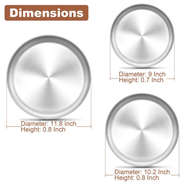 Pizza Pan, 9/10/12 Inch Stainless Steel Pizza Pans Trays Set of 3 (8.66 Count)