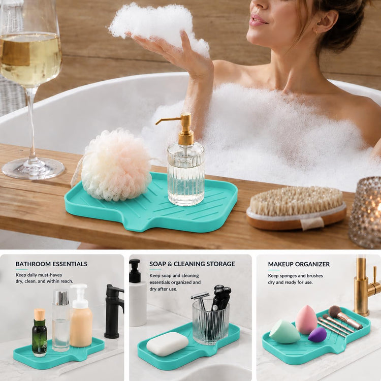 Silicone Soap Dish with Drain Spout
