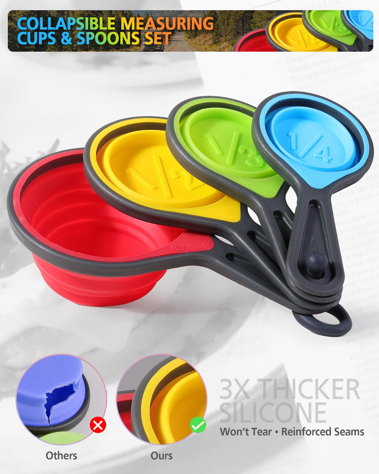 Collapsible Measuring Cups and Spoons Set with Funnel