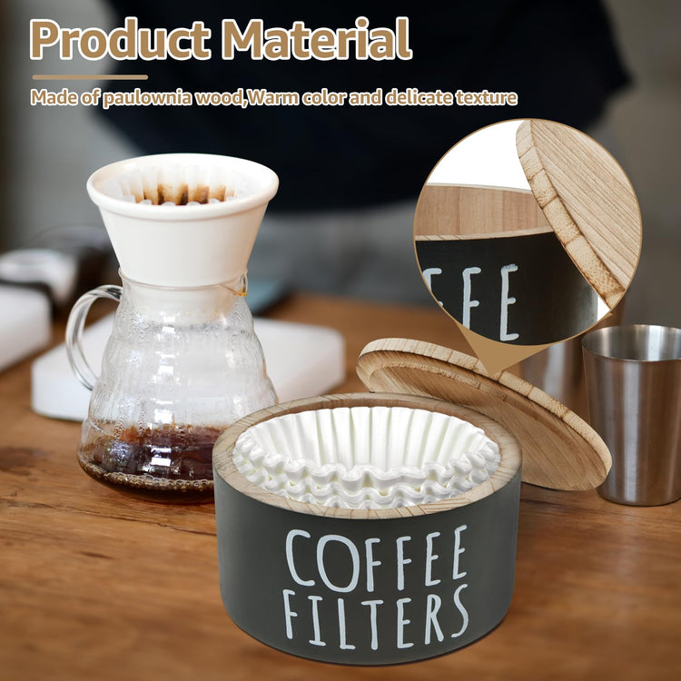 Wooden Coffee Filter Holder & Storage Organizer