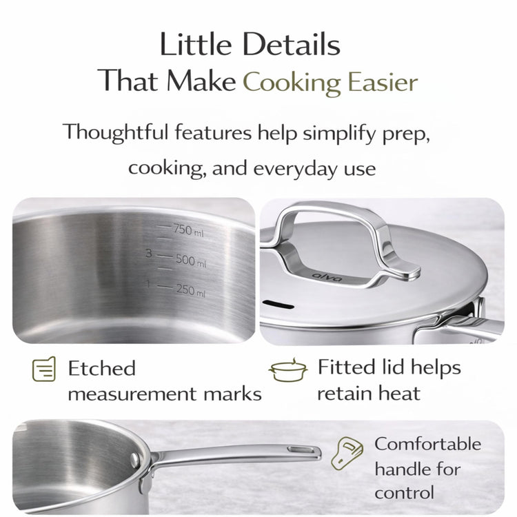 Maestro 1.7 Qt Stainless Steel Saucepan with Lid Measurement Marks