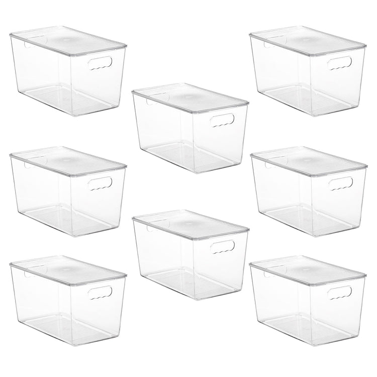8 Pack Clear Stackable Storage Bins with Lids and Handles (8 Count)