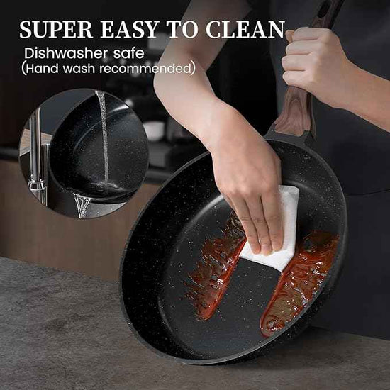 Kikcoin 16Pcs Pots and Pans Set Nonstick Ceramic Cookware Sets Induction Kitchen Cooking Set Non toxic Healthy Non Stick w/Grill Pan, Saute Pan, Black