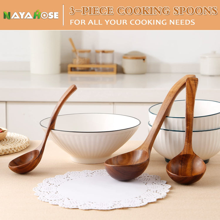 3Pcs Wooden Ladle for Soup (3 Count)