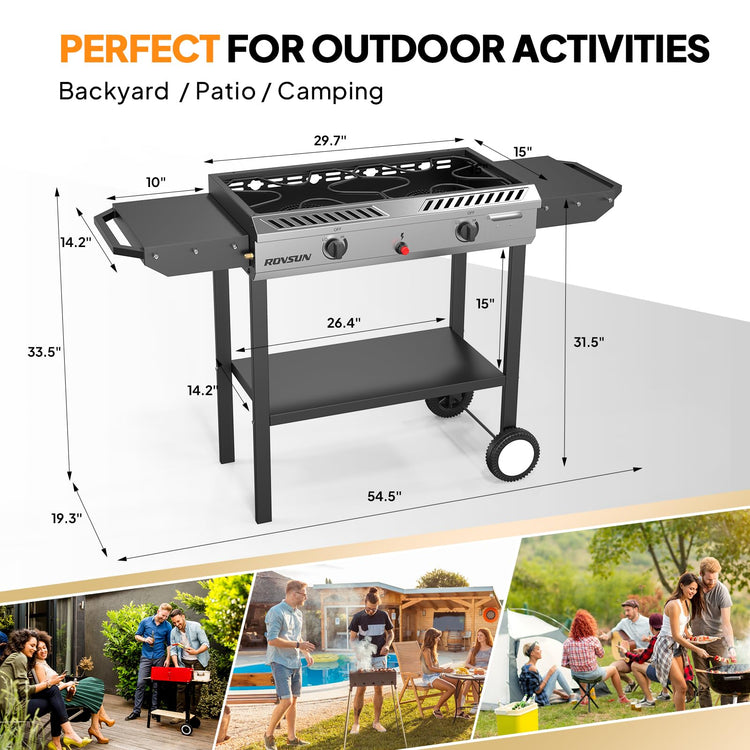 2 Burner Outdoor Propane Gas Stove with Auto