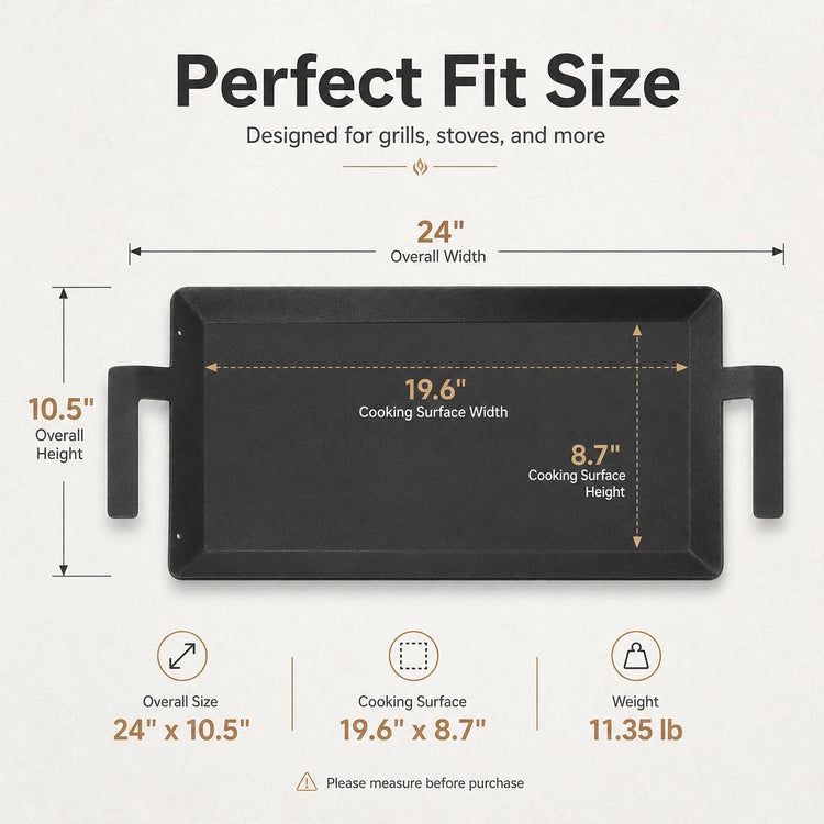 24" x 10" Carbon Steel Griddle