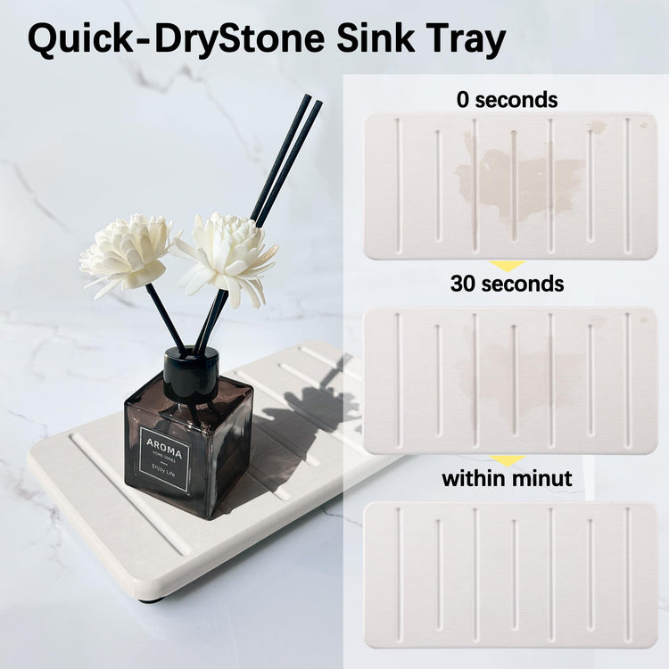 2PCS Water Absorbing Stone Tray for Cosmetics & Hand Soap & Houseplants (2 Count)