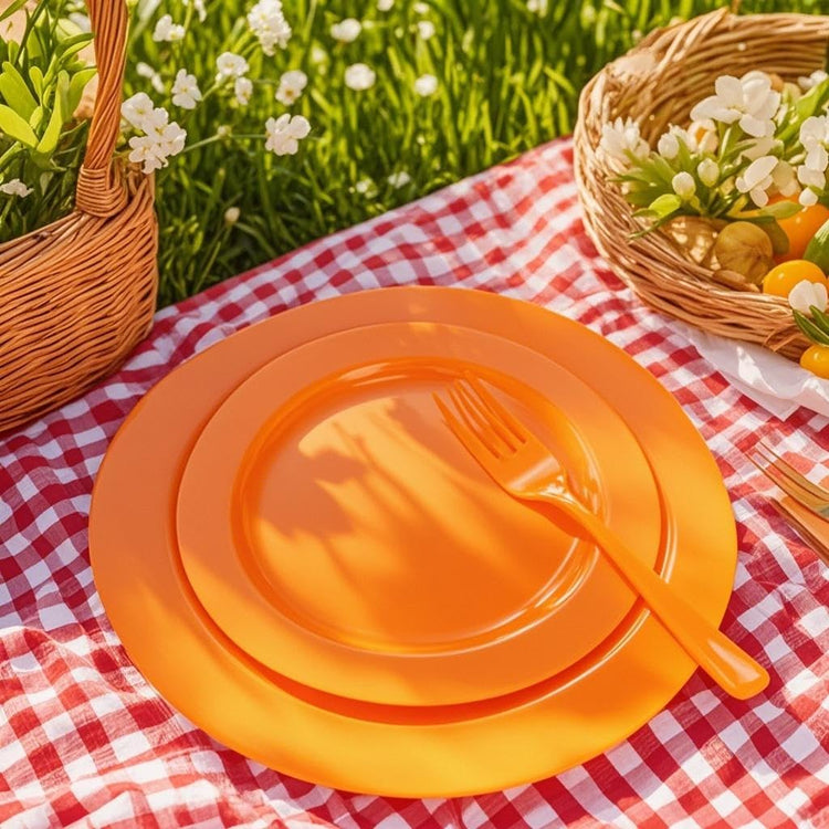 60PCS Orange Plates (60 Count)