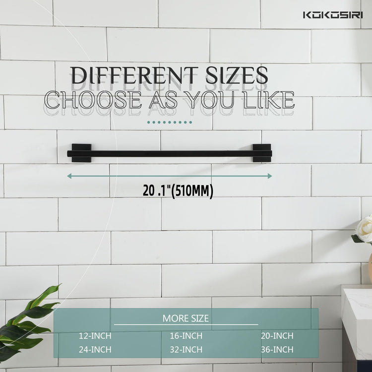 Towel Rail Bathroom Towel Bars Matte Black 20 Inch Towel Holder for Bath Cabinet Kitchen Wall Mount Stainless Steel B4005BK