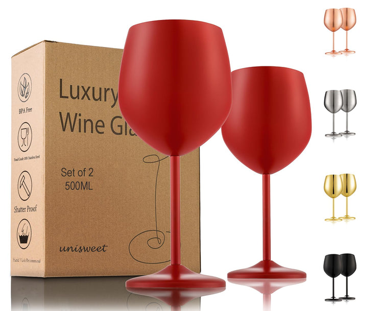 Unbreakable Stainless Steel Wine Glasses Set of 2 (2 Count)