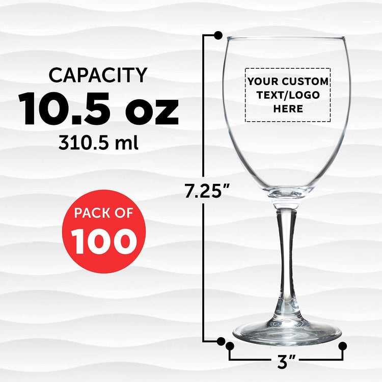 Custom Nuance Wine Glasses by ARC 10.5 oz. Set of 10 (100 Count)