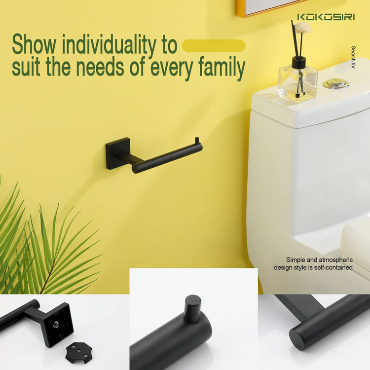 Toilet Paper Holder for Bathroom Toilet Roll Holder Hold Mega Rolls Matte Black Stainless Steel B2005BK
