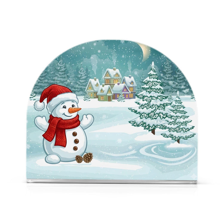 Christmas Winter Village Snowman Napkin Holder for Table Paper Napkins Holder Acrylic Tissue Dispenser Kitchen Dining Room Bathroom Party Car Decor