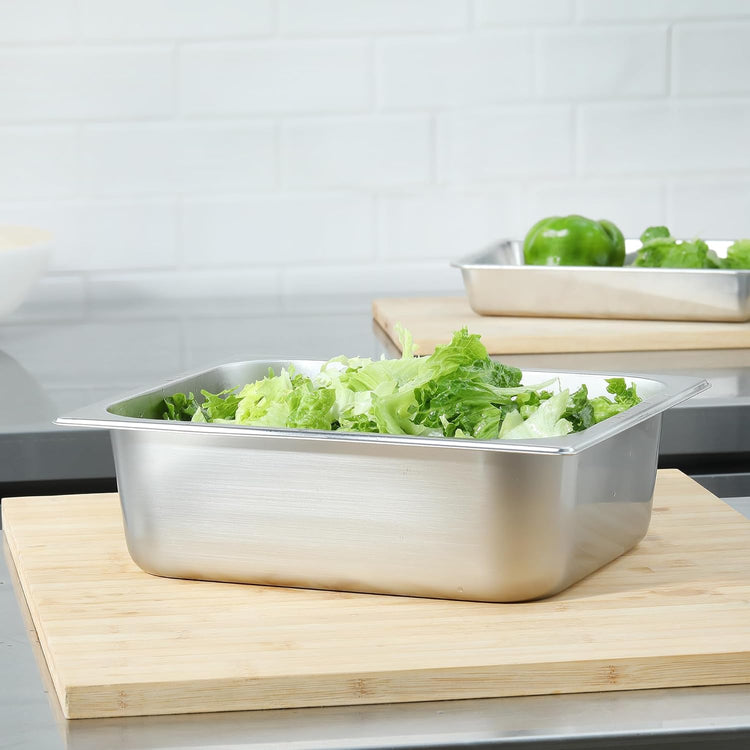 1/2 Hotel Pans Half Size 6-Pack 4 Inch Deep Silver Stainless Steel Steam Table Pan Tray for Food, Catering Pan for Cafeterias, Hotel and Restaurant