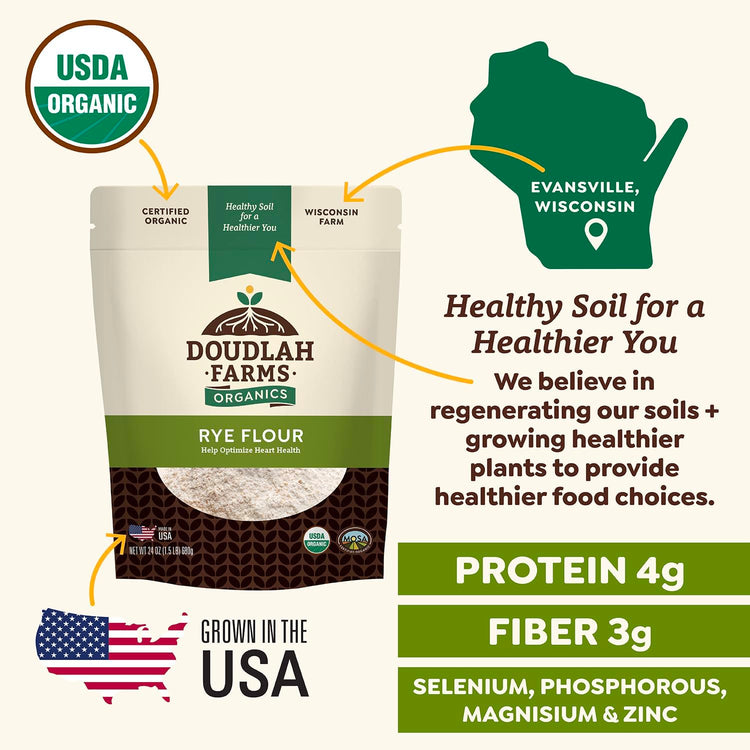 Organic Rye Flour 25 lb Bulk (400 Ounce)