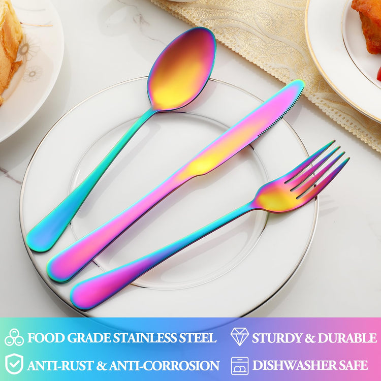 30 Pcs Rainbow Silverware Set Service for 6 (30 Count)