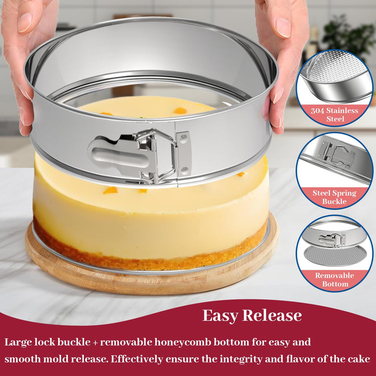 10 Inch Springform Pan 304 Stainless Steel Nonstick Springform Cake Pan with Removable Bottom