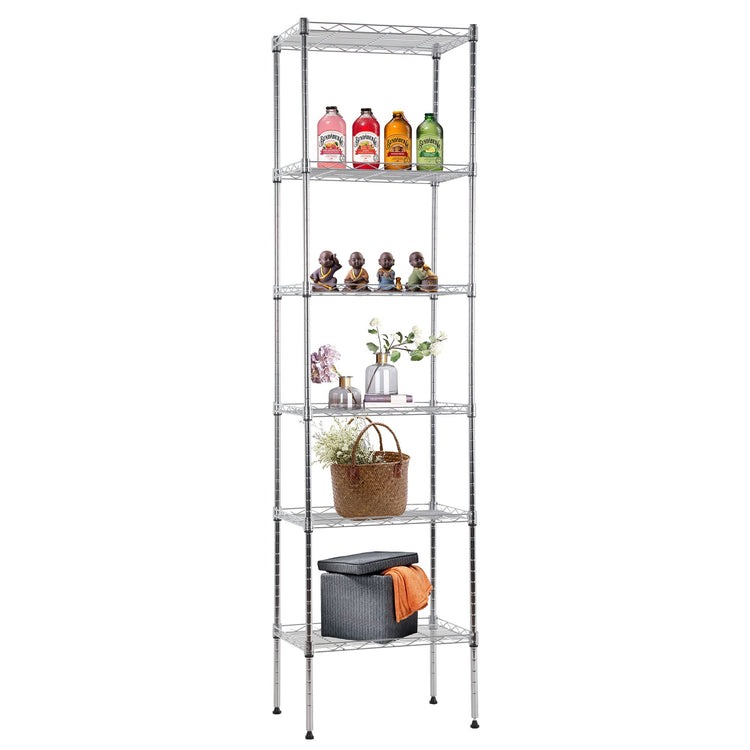 6 Tier Wire Shelving 17L x 12W x 64H Pantry Shelves Storage Rack Shelving Units Adjustable Metal Shelves for Kitchen Commercial Garage Small Places