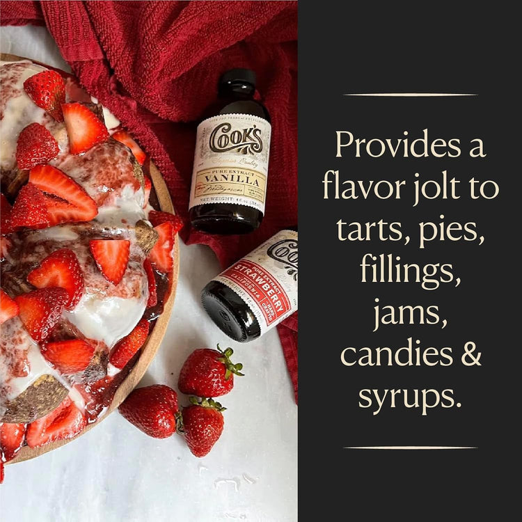 Cook's, Natural Strawberry Extract, for Baking, Tarts, Pies, Candies, Syrup, 128 Ounces (1 Gallon) - Nestoria