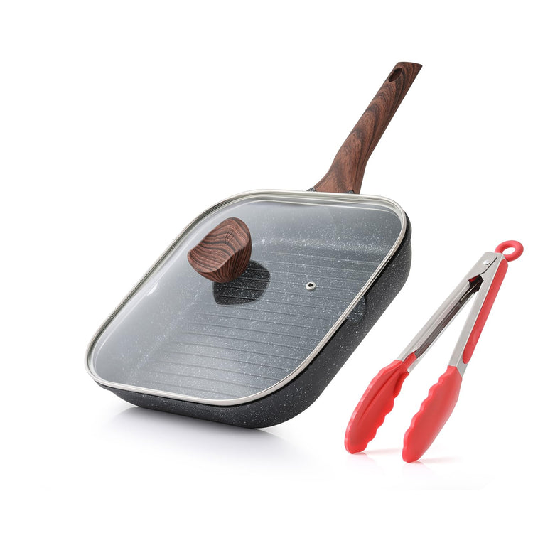 Nonstick Grilling Pan with Lid for Stove Tops