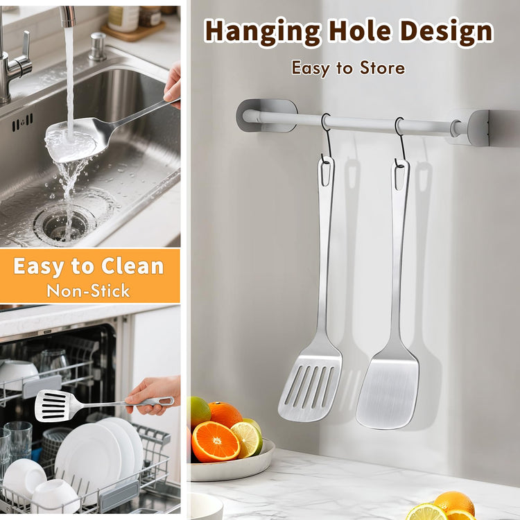 2 Pcs Stainless Steel Spatulas Set (2 Count)