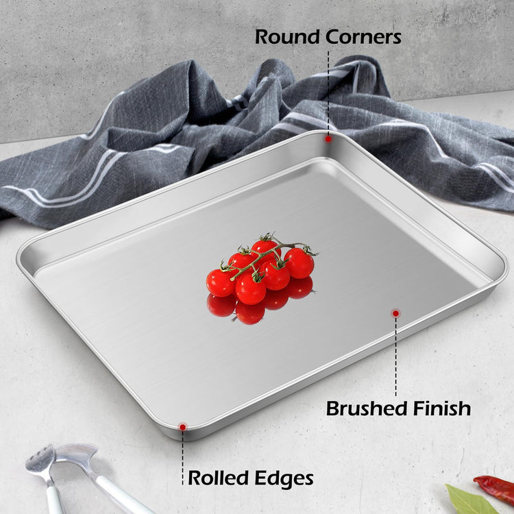 Non Toxic Stainless Steel Baking Sheet Pans For Cookies (3 Count)
