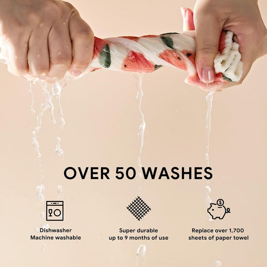 RECYCO Swedish Dishcloths for Kitchen | 4 Pack Oversized Washable Dish Rags | Large Cellulose Reusable Cleaning Paper Towels | Absorbent Counter Dish Cloth Sponge XL Kitchen Wipes, 12" L x 10" W - Nestoria