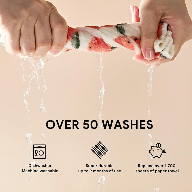 RECYCO Swedish Dishcloths for Kitchen | 4 Pack Oversized Washable Dish Rags | Large Cellulose Reusable Cleaning Paper Towels | Absorbent Counter Dish Cloth Sponge XL Kitchen Wipes, 12" L x 10" W - Nestoria