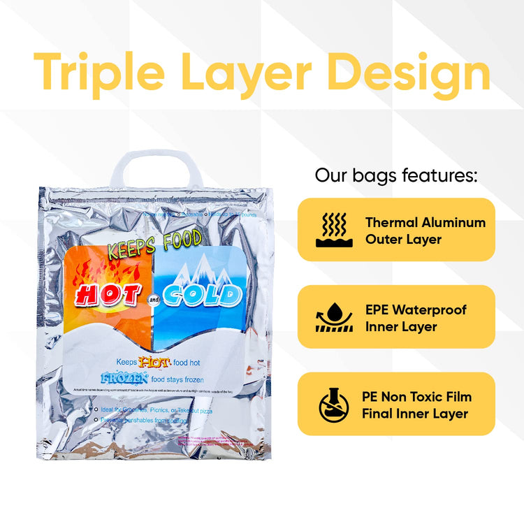 Hot and Cold Insulated Bags for Food Delivery (3 Count)