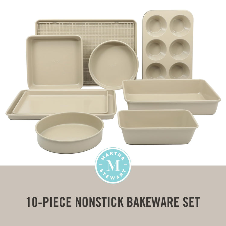 Gallen 10 Piece Baking Pans Ceramic PFA Free Non Toxic Non Stick Bakeware Set (10 Count)