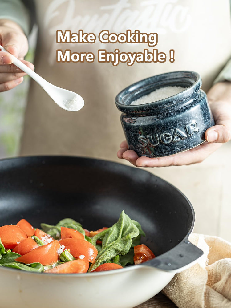 10oz Ceramic Sugar Bowl with Lid and Spoon for Coffee Bar (13.59 Count)