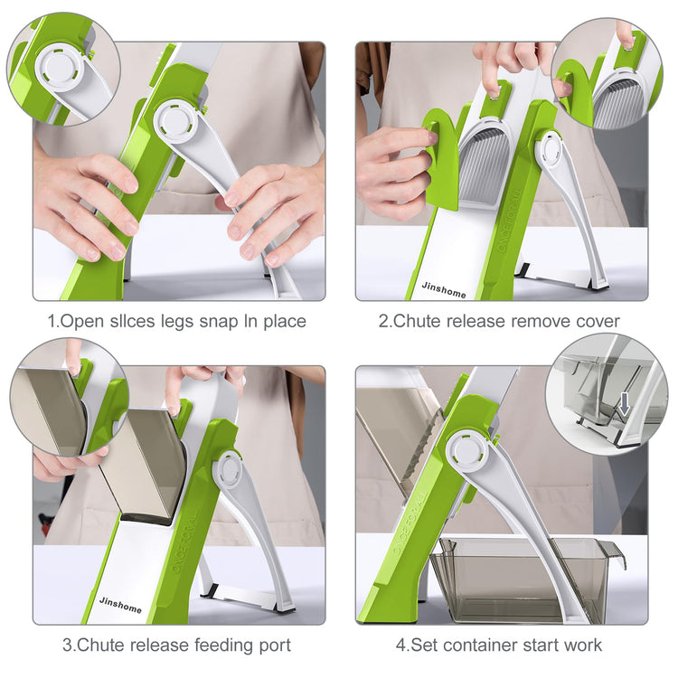 Upgraded Mandoline Slicer for Kitchen &Safe Vegetable Chopper 5 in 1 & Adjustable Mandoline Slicer