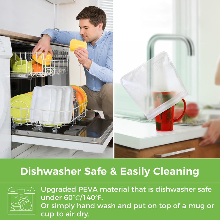 12 Pack Dishwasher Safe Reusable Food Storage Bags