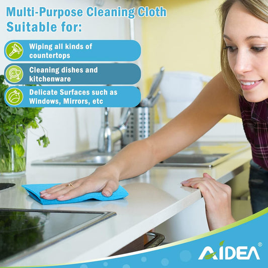AIDEA Swedish Dishcloths for Kitchen, 20PK, Reusable Paper Towels, Kitchen Washcloths Dish Rags, Eco Friendly No Odor Reusable Cleaning Cloths, Cellulose Sponge Cloths, 7"×6" - Nestoria