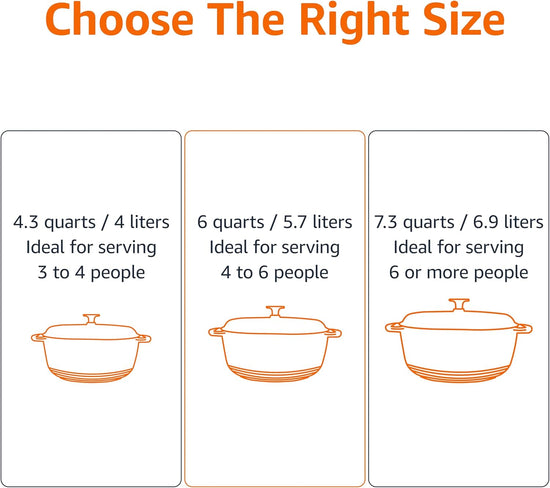 Amazon Basics Cast Iron Dutch Oven Pot with Lid, Enameled, Round, Dual Handles, Heavy-Duty, Large, 7.3-Quart, Gray - Nestoria