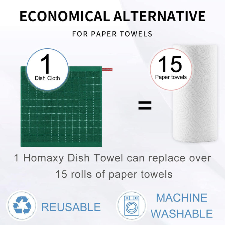 100% Cotton Terry Kitchen Dish Cloths (12 Count)