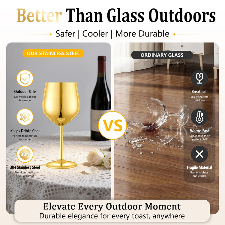 Unbreakable Stainless Steel Wine Glasses Set of 2 (2 Count)