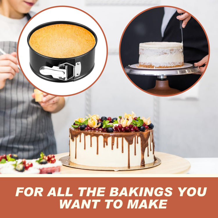 4 Pcs 7 Inch Non Stick Springform Pan with Removable Bottom Carbon Steel Cheesecake Pan Round Springform Cake Mold with Stainless Steel Spring Buckles for Baking Kitchens Restaurant (4 Count)