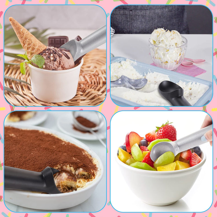 16 Pcs Ice Cream Scoop 7 Inch Nonstick Anti Freeze Ice Cream Scooper Aluminum Design Dessert Spoon for Gelatos Frozen Yogurt Fruit Sundaes Sorbet Almond Cookie Dough (16 Count)