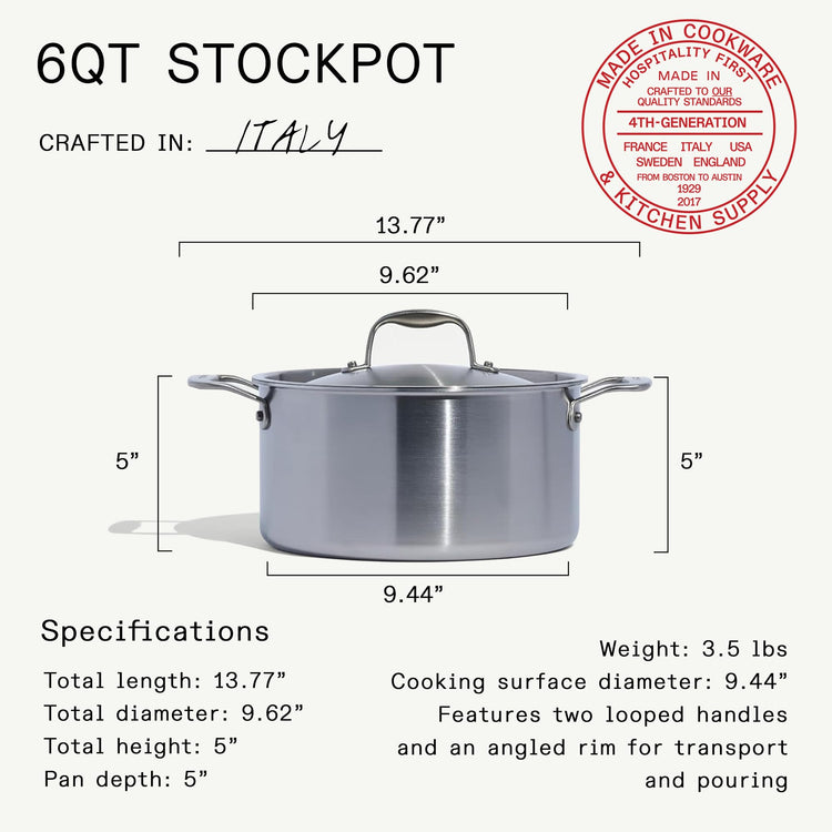 Cookware 6 Quart Stainless Steel Stock Pot With Lid