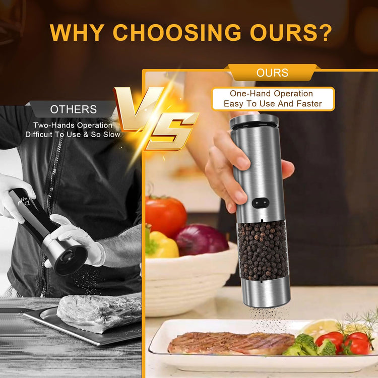 Electric Salt and Pepper Grinder Set USB Rechargeable