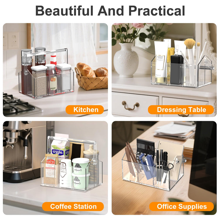 Acrylic Utensil Caddy.Silverware Organizer For Picnic Party