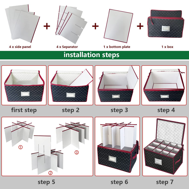 Christmas Stemware Storage Cases with Dividers (2 Count)