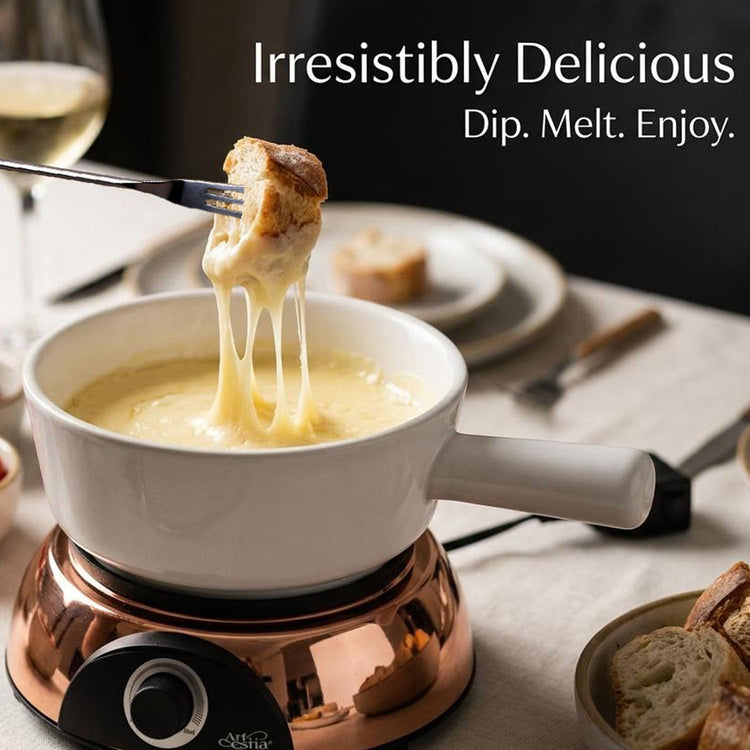 Electric Dip Warmer & Fondue Pot with Adjustable Temperature