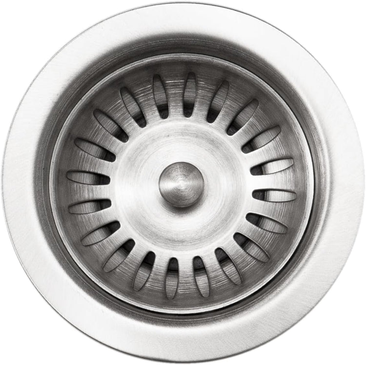 Houzer 190-9180 - 3-1/2 inch Stainless Steel Kitchen Sink Basket Strainer, Durable Food Catcher Stopper for Metal Kitchen Sink, Ideal for Filtering Waste and Preventing Clogs