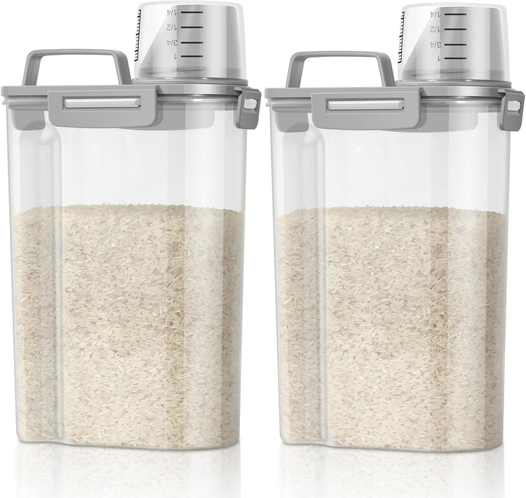 TBMax Rice Container 2 Pack 5 Lbs, Small Pet Dog Cat Food Container Dispenser, Kitchen Cereal Storage Container with Cup, Perfect for Daily Use, Travel, and Portion Control