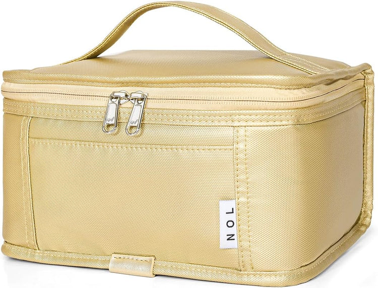 NOL Natural Organic Lifestyle Small Lunch Bag Mini Lunch Box Insulated Lunch Bag for Men/Women Leakproof Cooler Tote Bag Lightweight Nylon Waterproof Lunch Box For Work,Gold